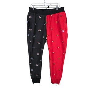 Mens Vintage Champion Reverse Weave Black & Red Joggers Drawstring Size XL